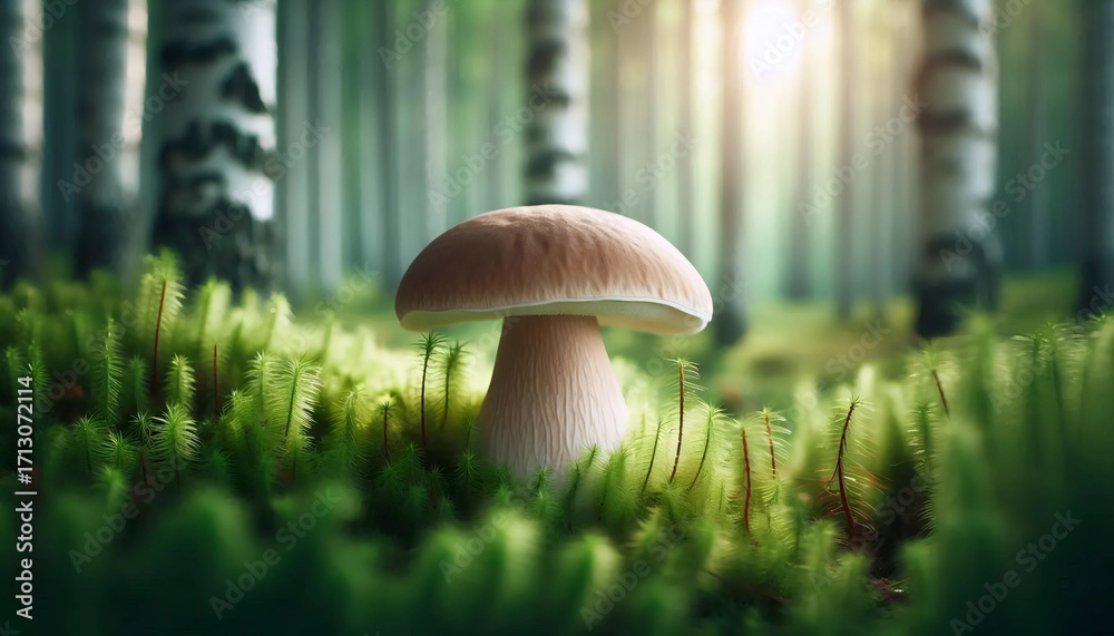 Fototapeta premium A traditional milk cap mushroom, Ai generated image