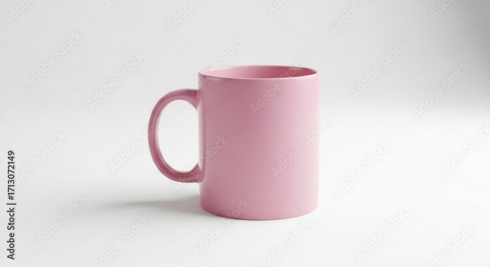 Fototapeta premium Minimalist Dusty Rose Ceramic Mug Isolated on a Bright White Background for Mockups.