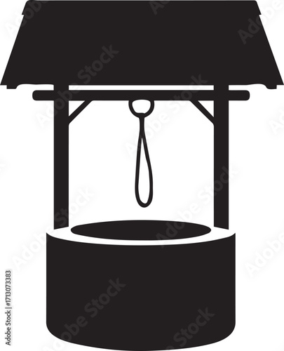 Silhouette of a Wishing Well with Bucket