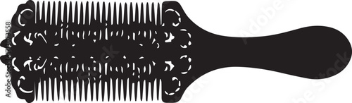 Ornate Comb with Handle Black and White