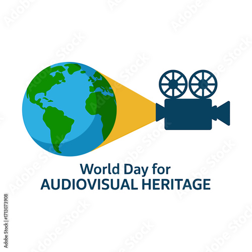 World Day for Audiovisual Heritage Celebration with Globe and Projector Symbolizing Global Storytelling and Film Preservation Efforts