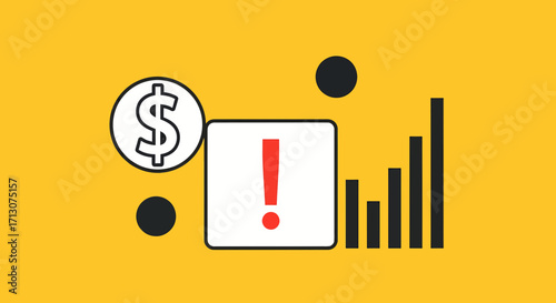 Financial Warning and Market Analysis with Graph and Dollar Icon
