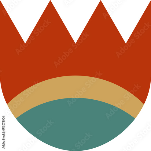 Abstract Floral Shape with Red Petals Illustration