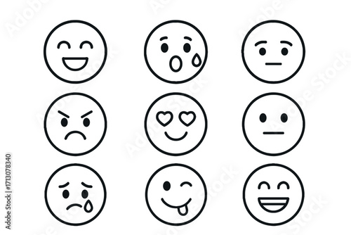 Set of emotion icons on a transparent background