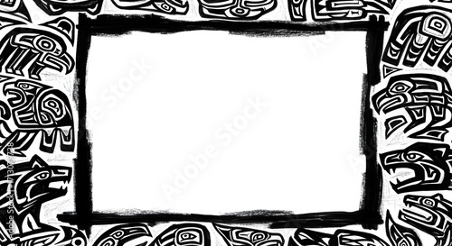 Create striking designs with this tribal animal border frame element featuring traditional Northwest artwork