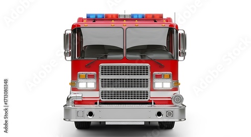 Red Fire Truck Front View.