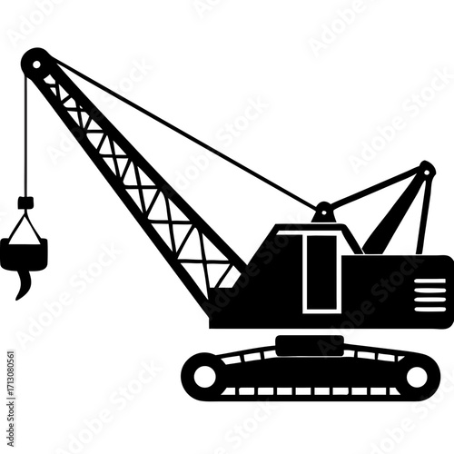 creative details Dragline excavator machine Vector Illustration