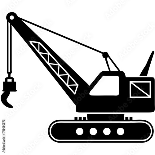 creative details Dragline excavator machine Vector Illustration