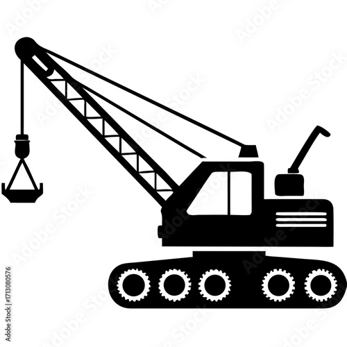 creative details Dragline excavator machine Vector Illustration