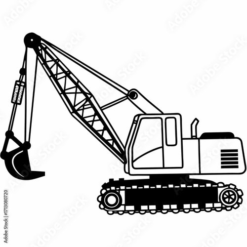 creative details Dragline excavator machine Vector Illustration