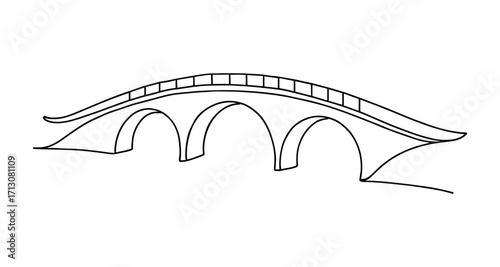 Elegant linear arched bridge outline with minimal design