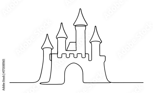 Minimalist castle design in continuous line art style