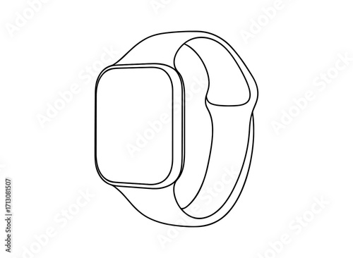 Minimalist line art of smartwatch design on white background