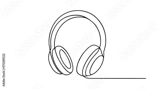 Continuous line headphones drawing: minimalistic and stylish design