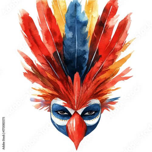 Mexican Face Painting, watercolor clipart vector, isolated on a white background.