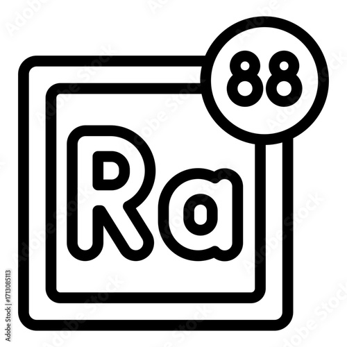 radium element outline icon in periodic table science