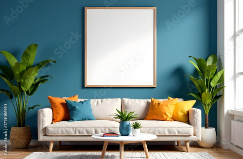 modern living room with white sofa