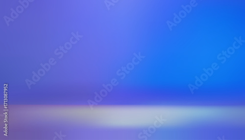 Minimalist gradient blue and purple background with a soft horizon line creates a calm and light atmosphere. The soft color transitions create a sense of calm and depth. Abstract pattern.
