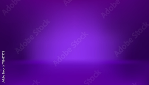 Abstract purple gradient studio background with lights on wall and floor for product display and photography backdrop. Empty 3d rendered scene.