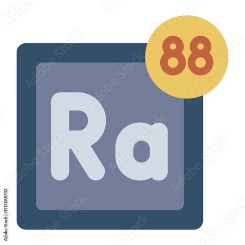 radium element flat icon in periodic table science