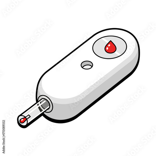 Medical device measures blood drop for health monitoring.