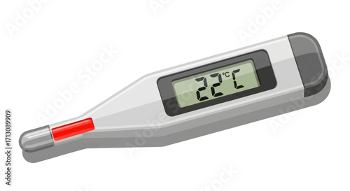 Digital thermometer displays temperature on a white background.