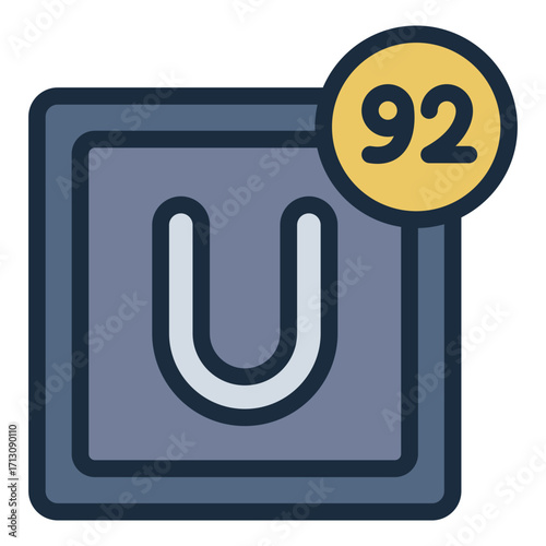 uranium element filled line icon in nuclear material context
