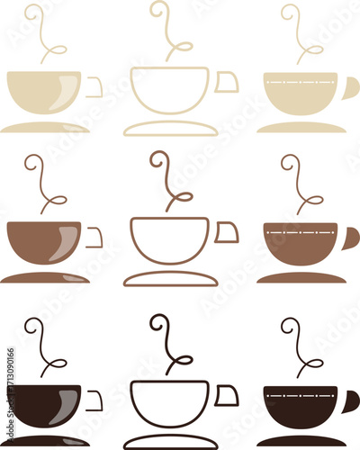 COFFEE CUP ICON DESIGN IN 3 STYLES