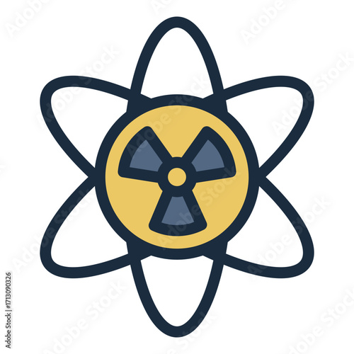atom structure filled line icon for science and chemistry class