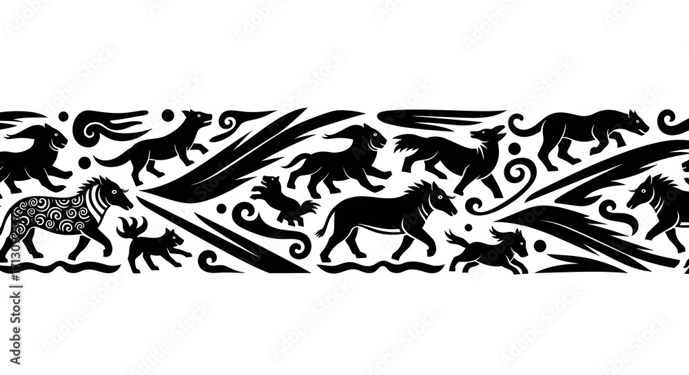 Obraz premium Dynamic black and white abstract design with bold strokes, perfect for backgrounds and patterns