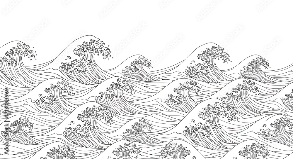 Fototapeta premium Dynamic ocean waves create a stunning artistic pattern, evoking power and natural beauty