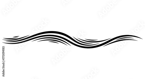 Dynamic black wave design element flowing across white space adds modern elegance to any project