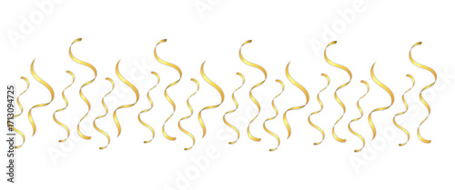 Golden ribbons festive decoration on black background