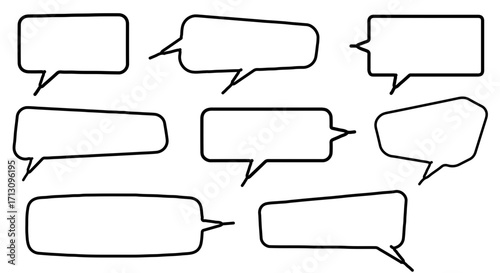 Collection of various blank speech bubbles, designed for text and communication, isolated on white background.