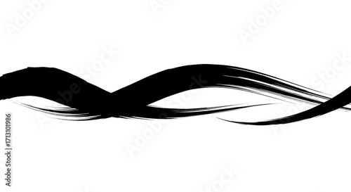Cuadro en lienzo Dynamic black ink wave crashes powerfully, creating a sense of motion and natura