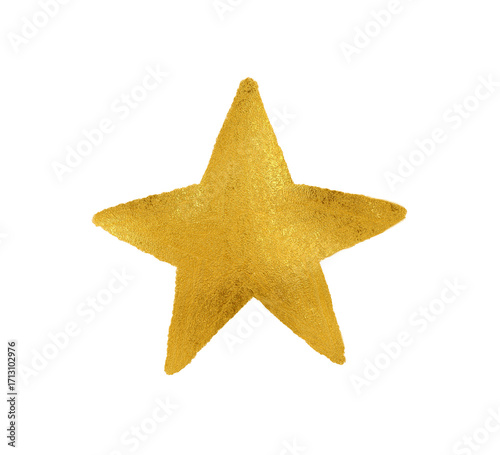 Star painted by hand with gold metallic paint. Decorative star made of gold foil.