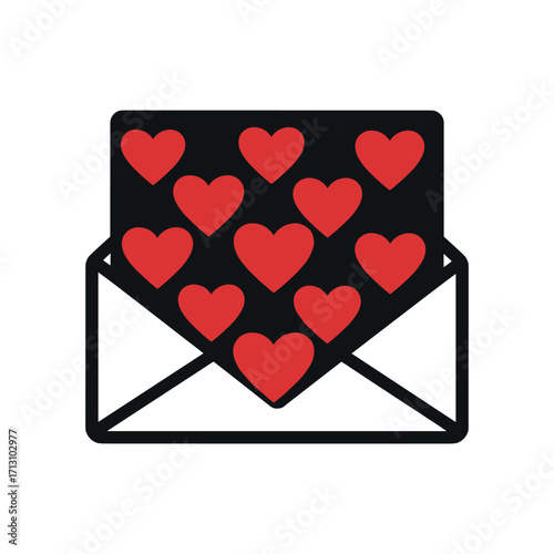 Sending love heartfelt message with hearts digital illustration online creative romance. Vector illustration