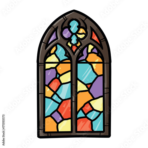 Vibrant stained glass window art historic church digital illustration colorful design artistic perspective creative concept. Vector illustration