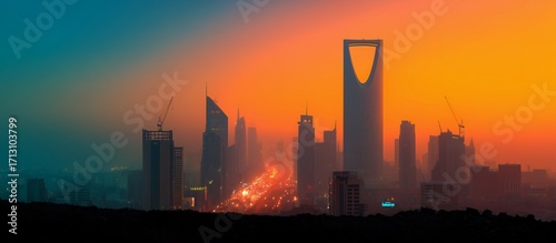 Fototapeta Naklejka Na Ścianę i Meble -  Riyadh city skyline at sunset