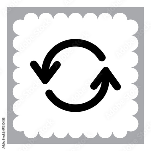 Circular Arrow Icon on a Decorative Square Recycling and Refreshing Symbol for Reuse and Continuous Improvement