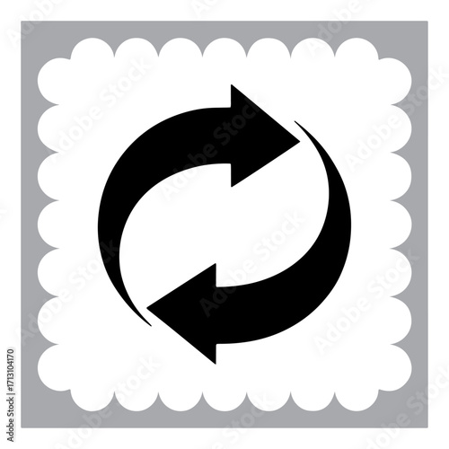 Circular Arrow Icon on a Decorative Square Recycling and Refreshing Symbol for Reuse and Continuous Improvement