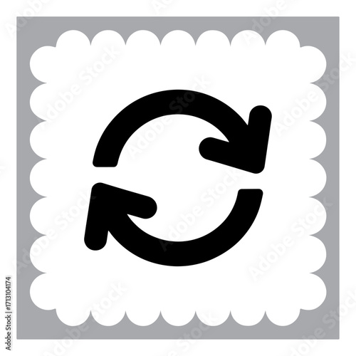 Circular Arrow Icon on a Decorative Square Recycling and Refreshing Symbol for Reuse and Continuous Improvement
