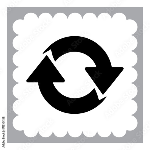 Circular Arrow Icon on a Decorative Square Recycling and Refreshing Symbol for Reuse and Continuous Improvement