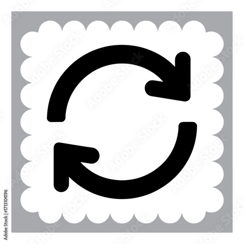 Circular Arrow Icon on a Decorative Square Recycling and Refreshing Symbol for Reuse and Continuous Improvement