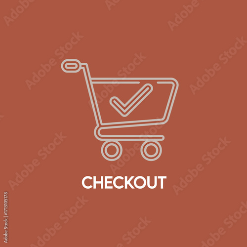 Shopping cart checkout icon with checkmark seamlessly completing your online purchase vector