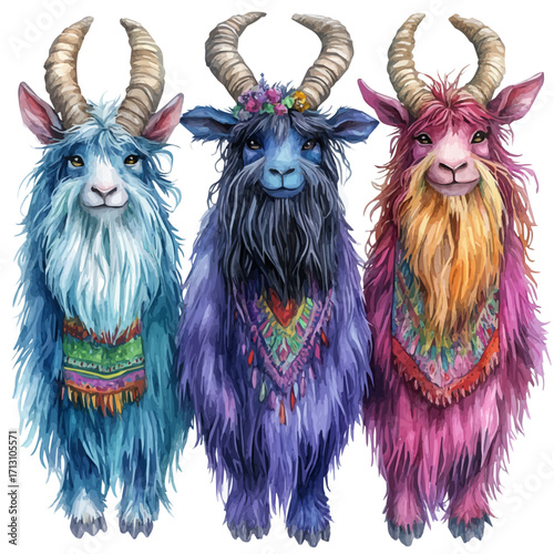 watercolor vector of Hungarian Wool Masks, isolated on a white background.