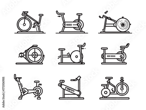Air bike cardio training contour drawing