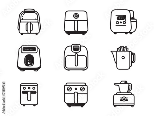 Air fryer outline cooking vector design