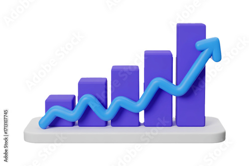 business graph with arrow 3d render icon 3d Vector icon