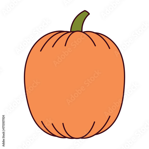 Pumpkin, squash, autumn vegetable isolated on transparent. Hand drawn vector illustration. Line art design. Halloween, Thanksgiving, harvest festival traditional holiday element, seasonal clip art